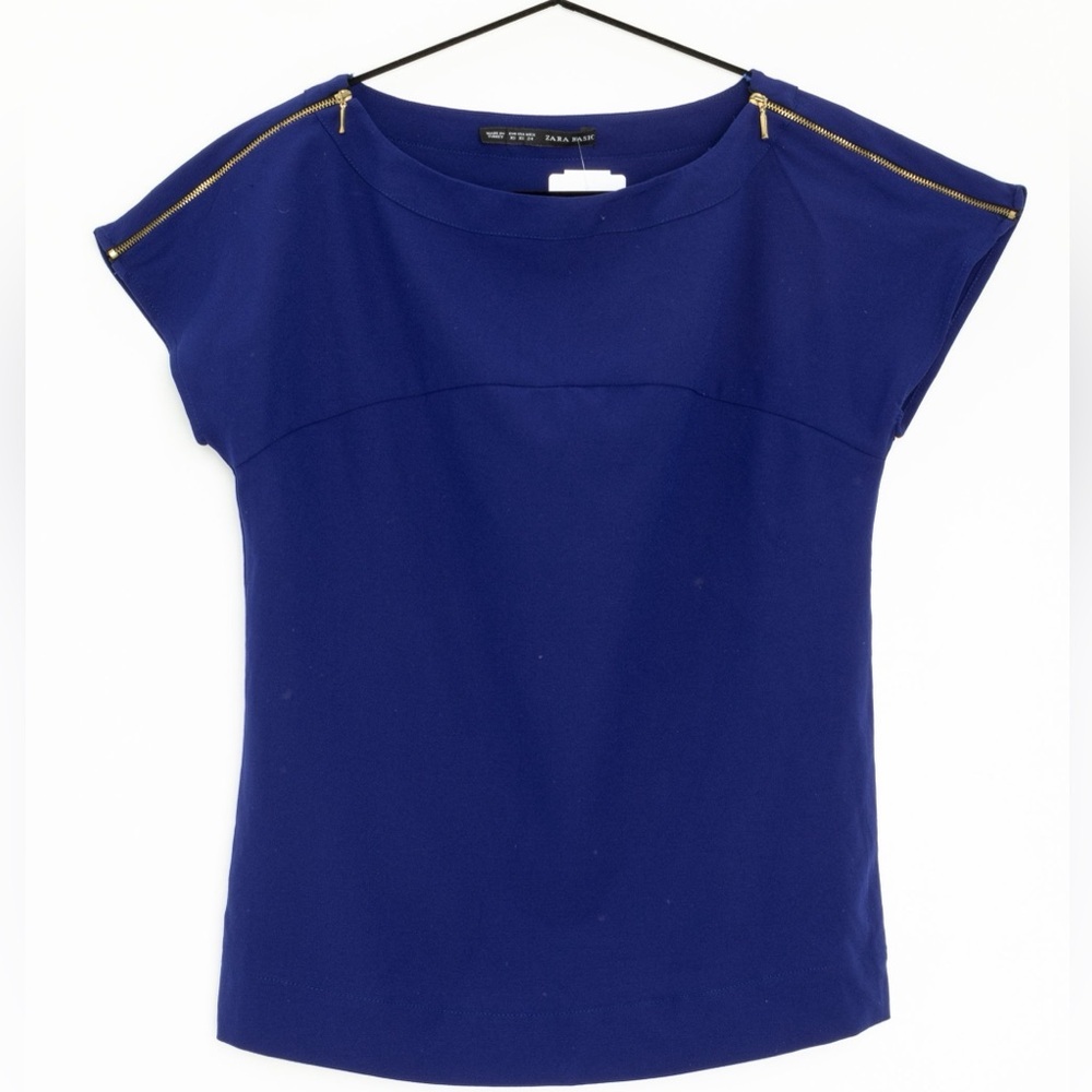 Cobalt Blue Zara Top Zipper Shoulder